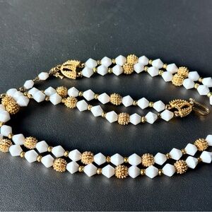 Crown Trifari Gold Tone Bead Necklace